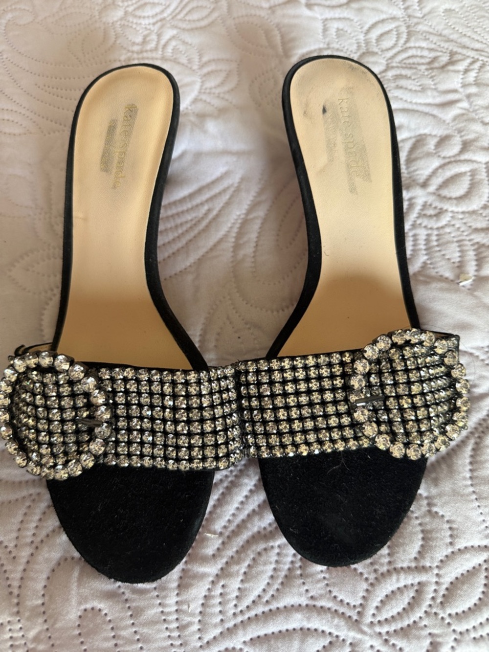 Kate Spade Women's Black Crystal-Embellished Slide Sandals
